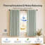  100% Blackout Curtains Thermal Linen Look Pair Ready Made 46x54 in Green