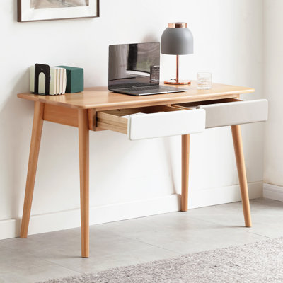 100% Solid Wood Natural Wood Computer Desk,study Desk,pc Desk,work Desk,dressing Table Slim Solid Wood With Drawer Simple Work From Home