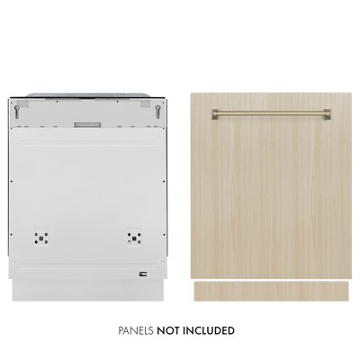 ZLINE Autograph 24 in. 3rd Rack Dishwasher with Auto Door Open, 44dBa, Panel Ready & Bronze Handle