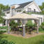 Tente d'auvent réglable en hauteur 10 'X - Extérieur, filet, installation rapide, extérieur beige avec filet réglable, structure solide,
