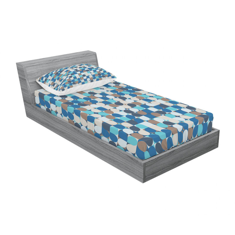 Ensemble de draps géométrique modern mosaic, Ensemble de draps pour lit simple avec drap-housse