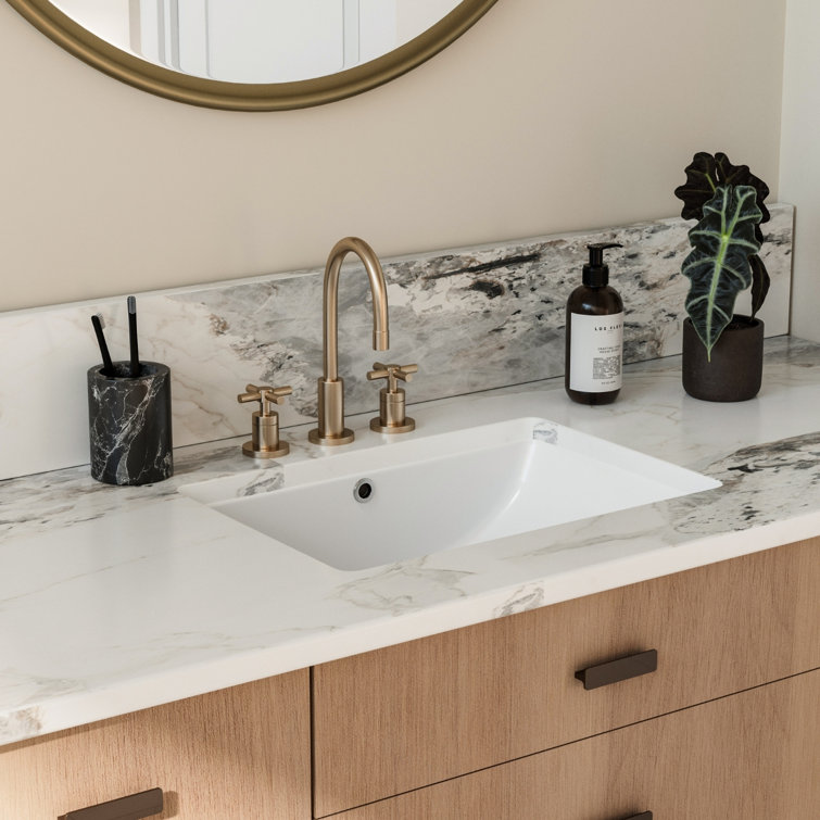 Los Flexi 22" x 16" Undermount Bathroom Sink Rectangular, White Ceramic Vanity Sink with Overflow