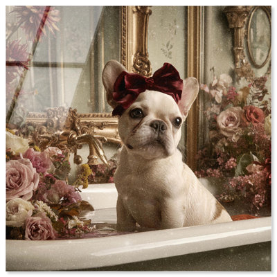 Frenchie Velvet Bow Room Pets Art Acrylic Print by Art Remedy