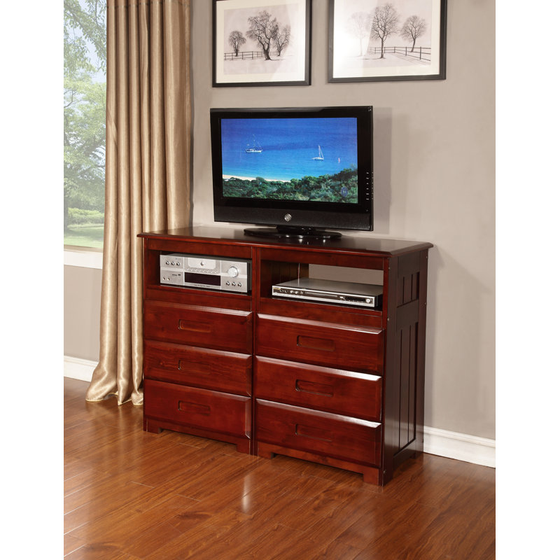Commode média 6 tiroirs entertainment Klodjan, Merlot