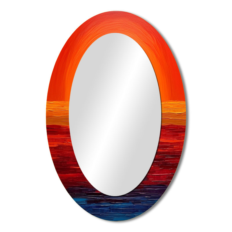 Décoration de miroir mural orange orange jaune coucher de soleil III, 36 po x 24 po