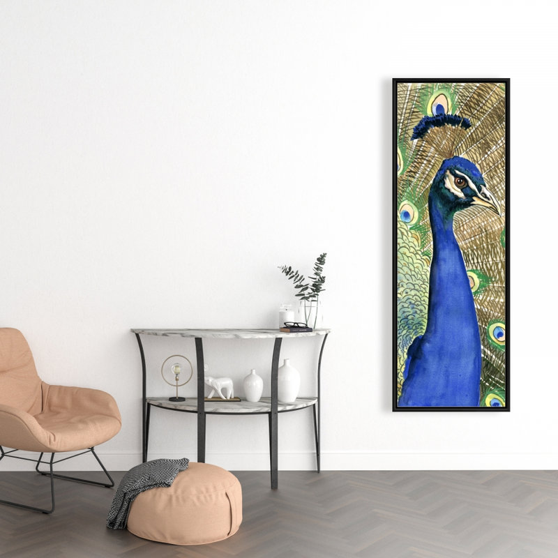 Toile paon pour chambre à coucher | Art encadré pour décoration intérieure, H 49,25 po x l 17,25 po