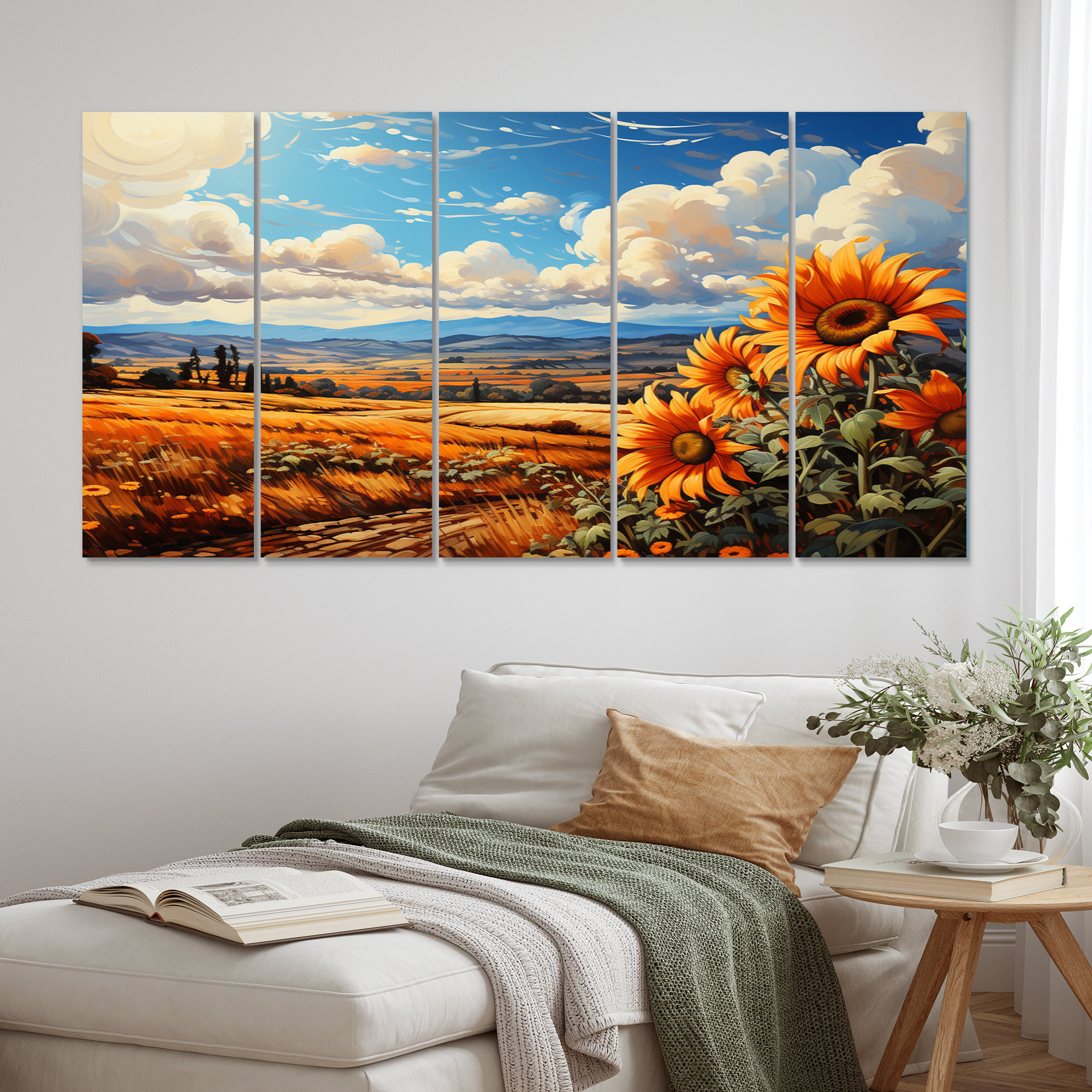 Design Art French Sunflower Fields Country Charm III - Floral Metal Wall  Art Living Room Set | Wayfair, image size:2000x2000