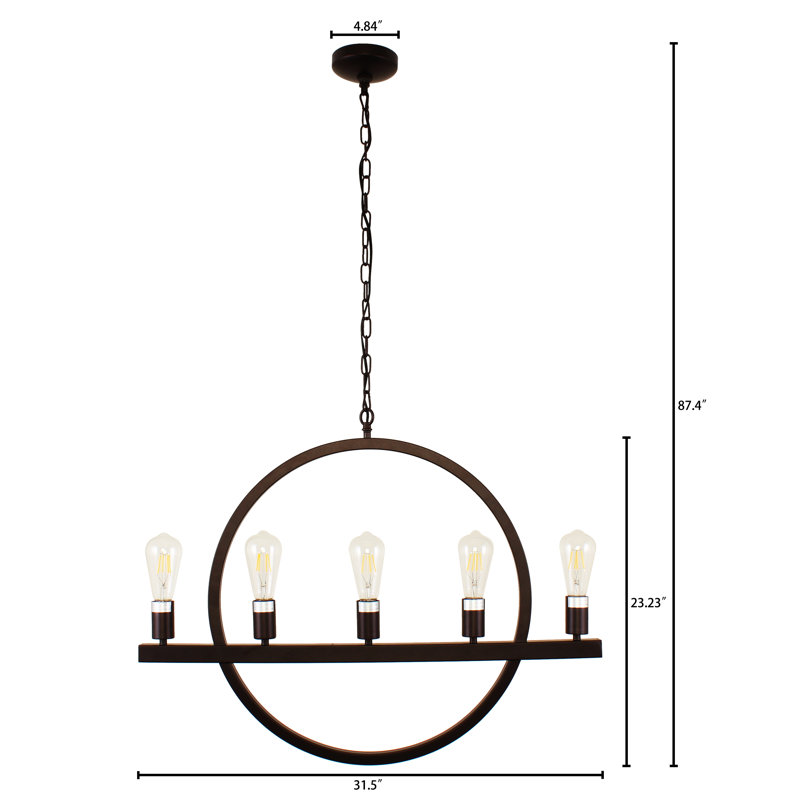 Luminaire suspendu linéaire à 5 lumières pour îlot de cuisine Redner