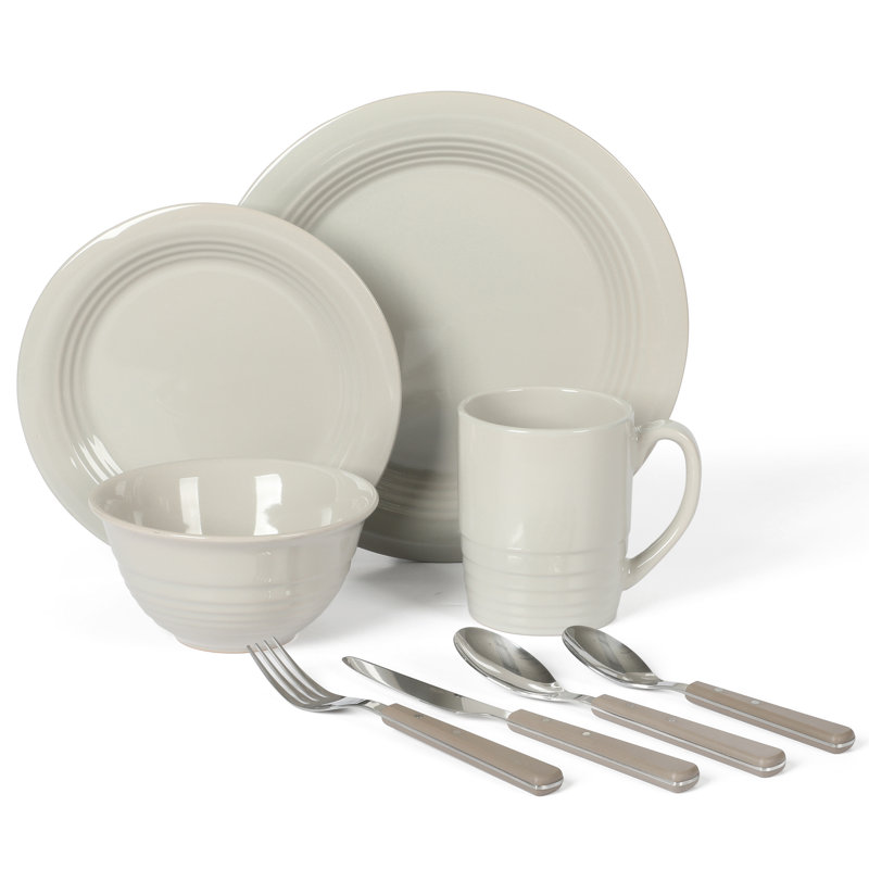 Martha Stewart 32-Piece Combo Set Stoneware Dinnerware Set - Service for 4, Grey
