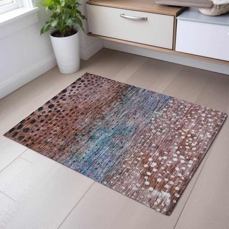 Premium Machine Washable Christina AMF1074 Circles Rug, Rectangle 1'8" x 2'6"