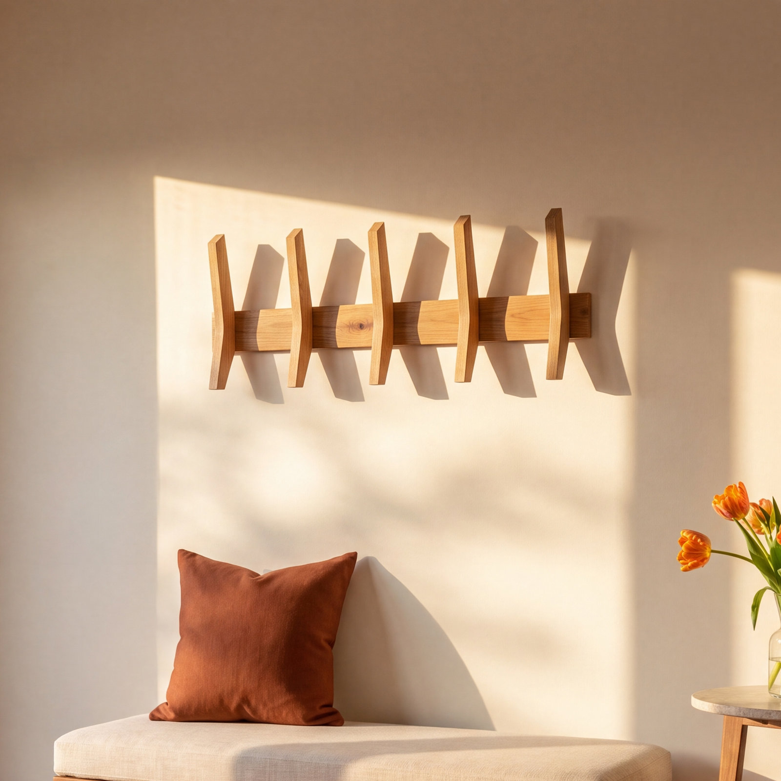 Sifford 5 - Hook Solid Wood Coat Rack, Walnut