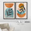 «Mid Century Shape Orange Green Pastel Polygon Abstract», reproduction d'art moderne sur toile encadrée 2 pièces-71660436-71660437