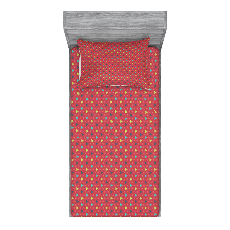 Microfiber Geometric Sheet Set, Twin XL Sheet Set with Fitted Sheet