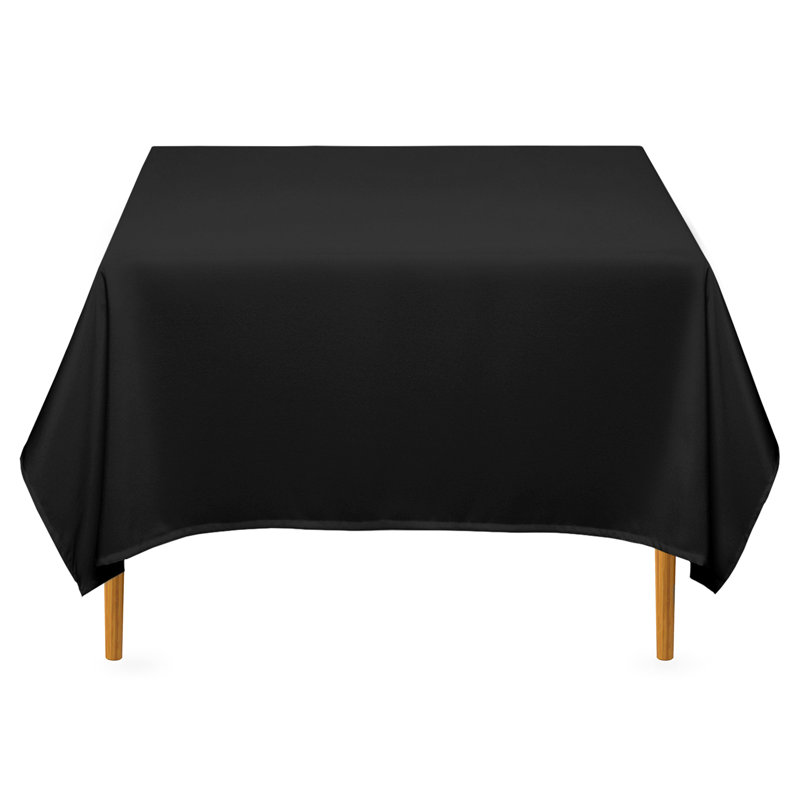  Solid Color Polyester Square Tablecloth, 70" x 70", Black