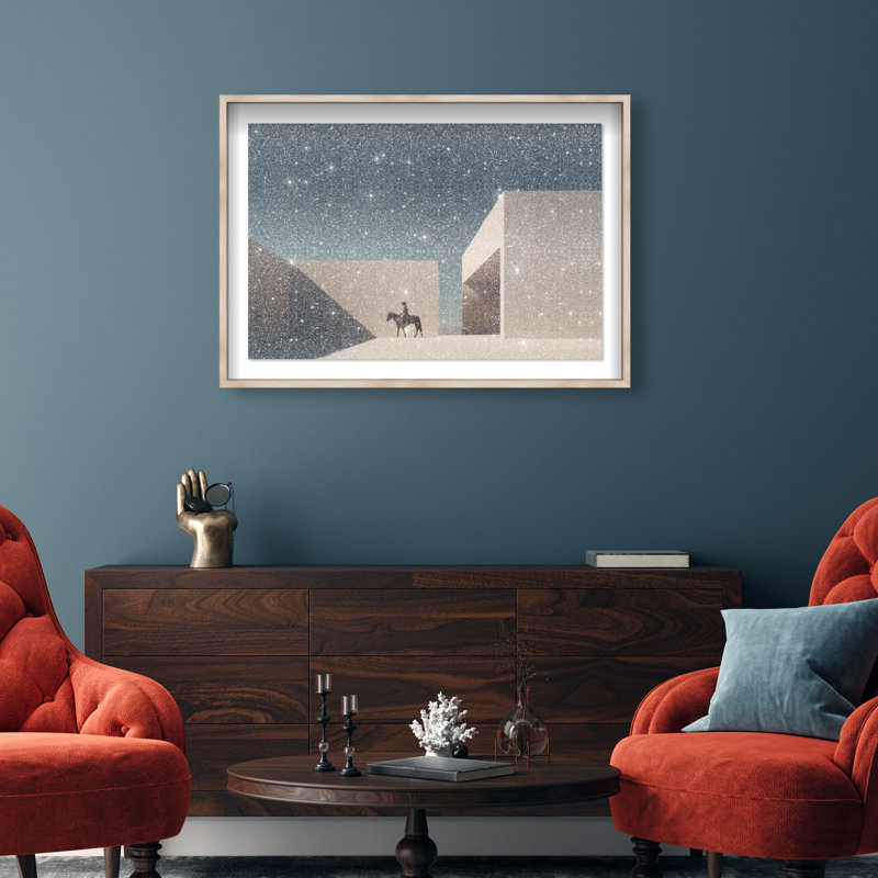 Lone Equestrian II Print by Oliver Gal, 25.5"H x 37.5"W, Natural Oak Shadowbox