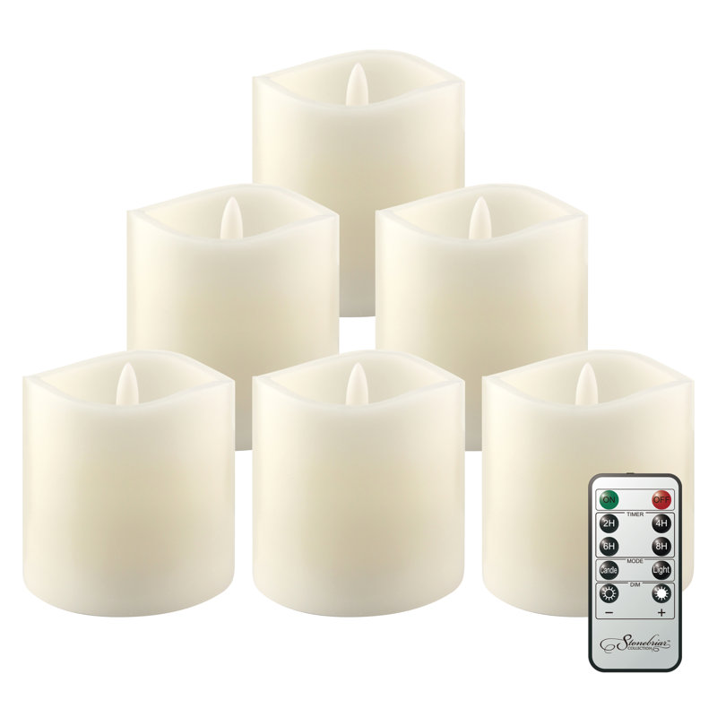 Ensemble de bougies pilier 6 pièces Jhara, H 3 po x l 3 po x P 3 po, Crème