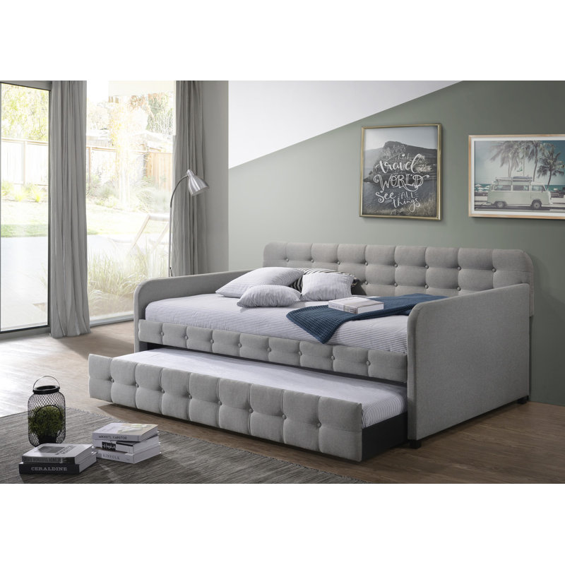 Seraphine Upholstered Daybed, Smoke Linen