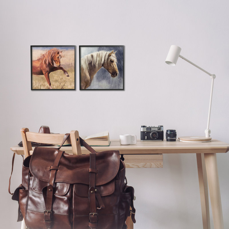  «Rustic Stallions Portraits», ensemble de 2 estampes numériques par Nina Blue, H 12 po x l 12 po