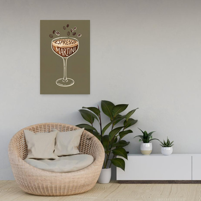 Espresso Martini, art mural contemporain, H 24 po x l 16 po