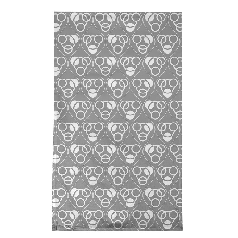 Torchon Circles and Waves, Gris/blanc, Croisé en coton