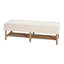 Banc repose-pieds beige rectangulaire en tissu de lin avec pieds en bois massif - Elegant Home Furniture