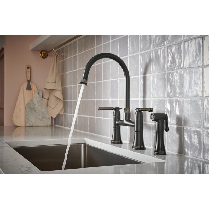 Bridge Kitchen Faucet With Side Spray, Luxe Steel