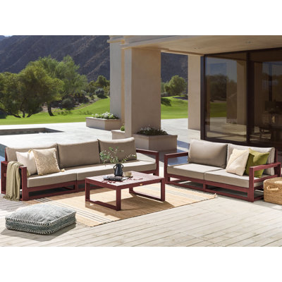 Lonell Solid Wood 5 - Person Seating Group with Cushions