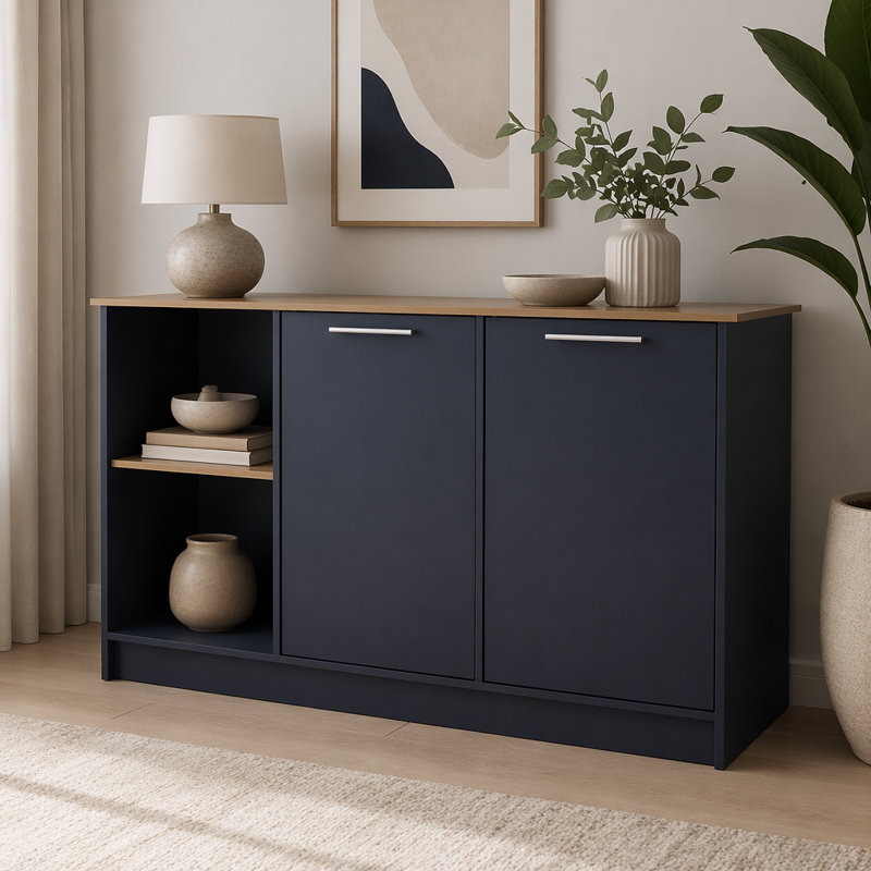 Îlot de cuisine avec armoire de rangement et tablettes ouvertes Kronos, H 36 po x l 59 po x P 25 po