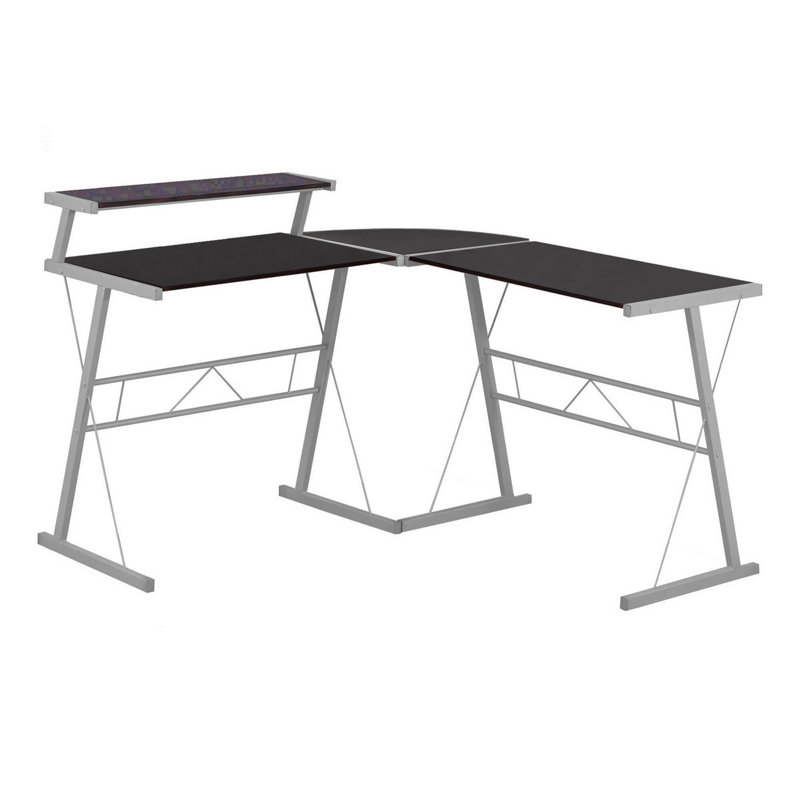 Bureau d'ordinateur, bureau personnel, coin, forme de L, travail, stratifié pour ordinateur portable, métal, contemporain, moderne