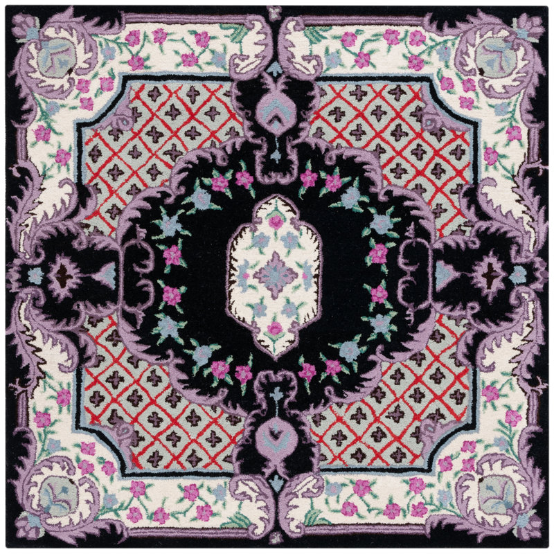 Danny-Junior Hand Tufted Wool Floral Rug, Square 5'