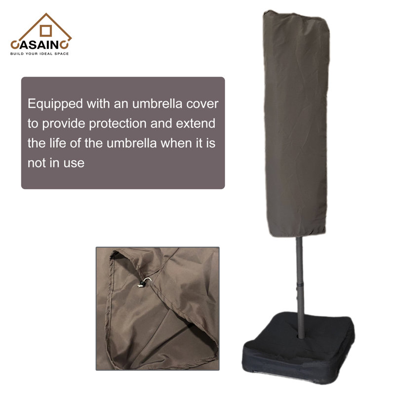 181'' Coffee Double-Sided Patio Umbrella with LED Lights