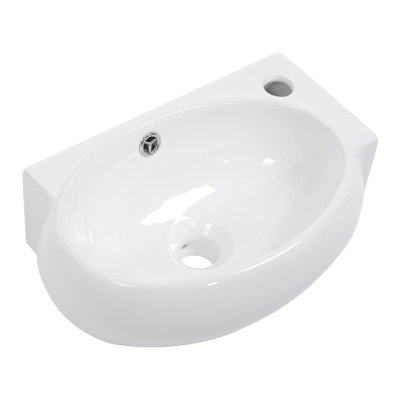 16.5X11 Inch White Ceramic Rectangle Wall Mount Bathroom Sink With Single Faucet Hole