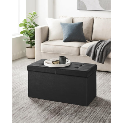 Banc de rangement avec repose-pieds 30 po avec couvercle rabattable, repose-pieds coffre de rangement, similicuir, brun
