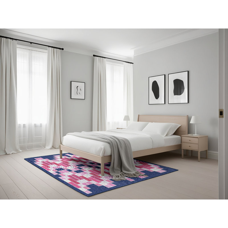 Tapis à motif géométrique violet Kian, Rectangle 5 pi x 7 pi