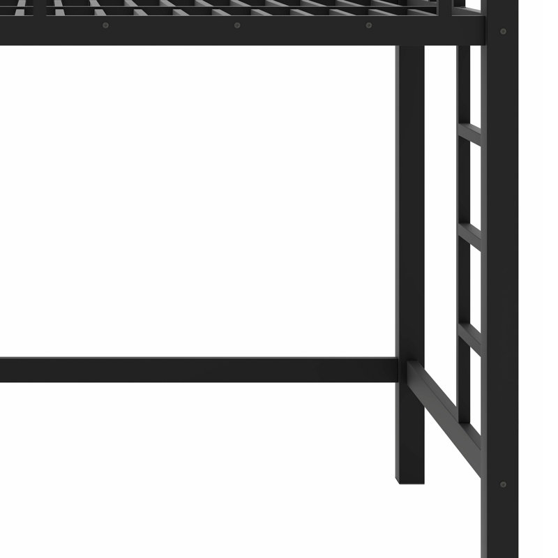 Lit mezzanine en métal avec échelle et garde-corps sécurisés, Lit simple