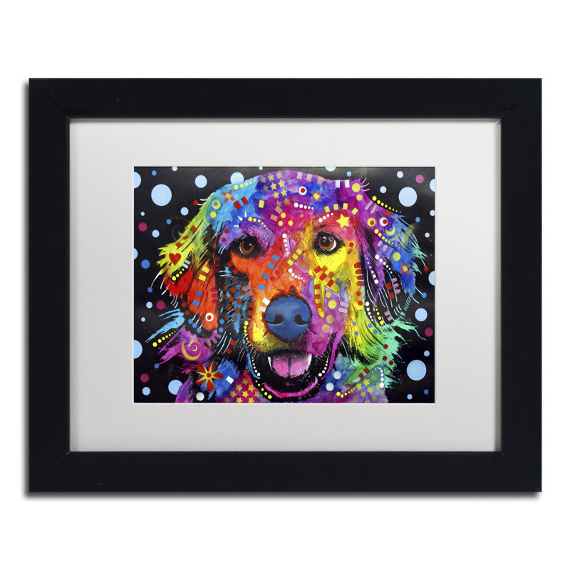 «Golden Retriever II» avec cadre mat sur toile, H 11 po x l 14 po x P 0,5 po, Blanc