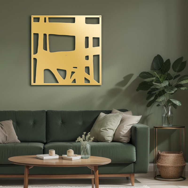 Décoration murale abstraite à formes géométriques abstraites modernes, Doré, H 18 po x l 18 po x P 0,05 po