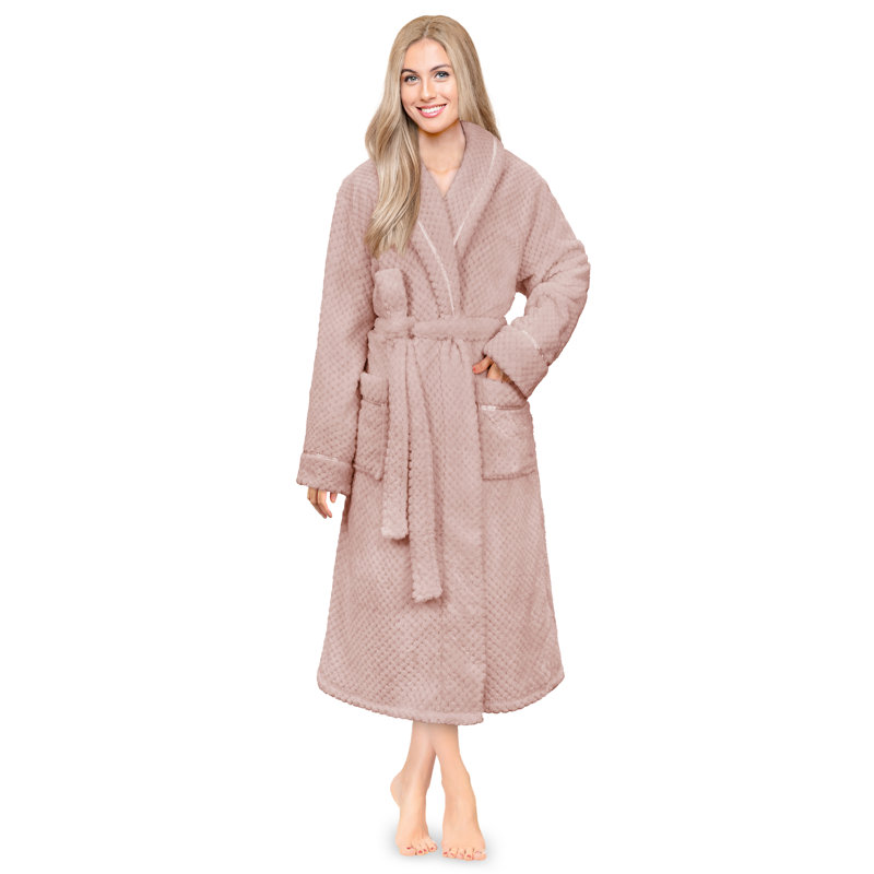 Peignoir mi-mollet 100% molleton avec poches Beerman, S, Brun clair / taupe