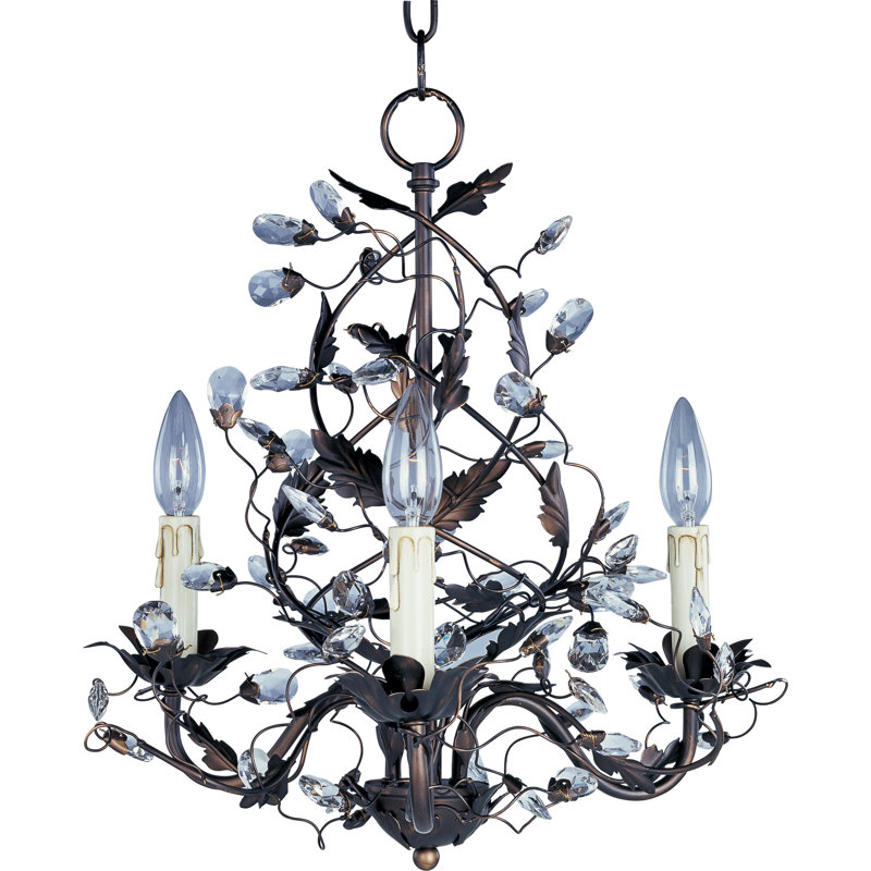 Lustre classique à 3 lumières de style bougie Mair, Bronze huilé