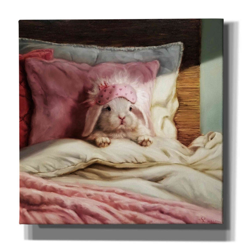 «Bed Hare» par Lucia Heffernan, reproduction sur toile tendue, H 18 po x l 18 po x P 0,75 po