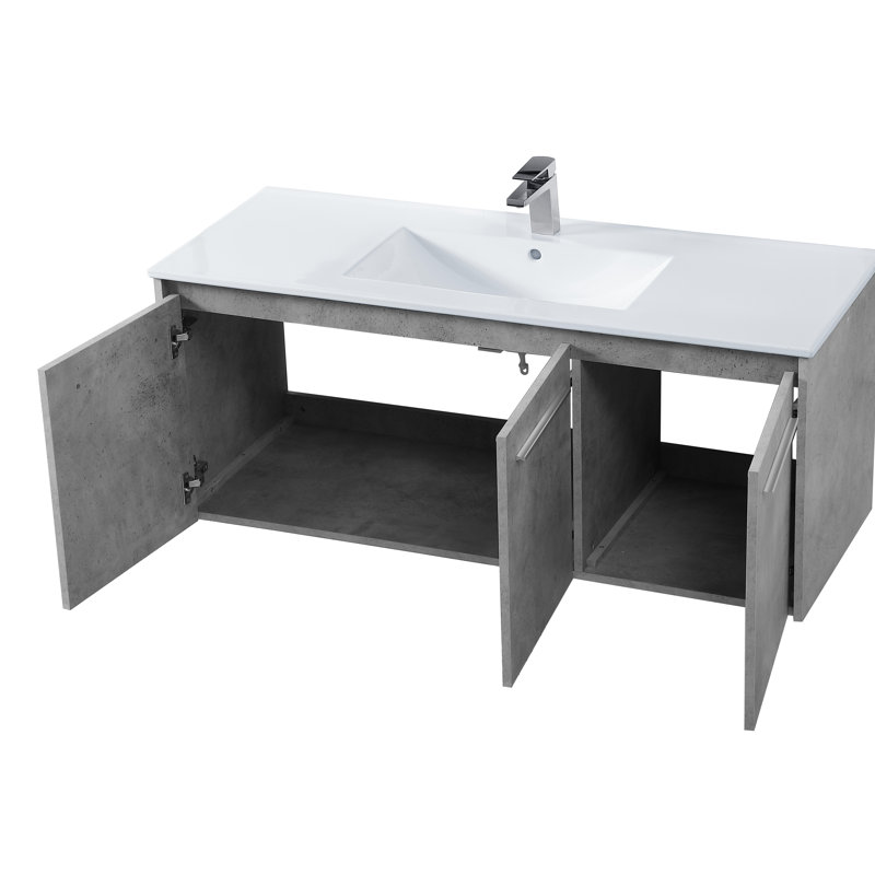 Meuble-lavabo mural simple de 48 po Agostini, Gris béton