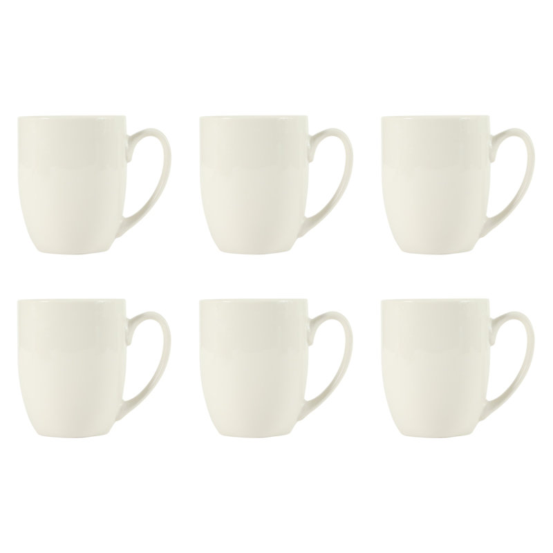 Ensemble de 6 tasses à café en porcelaine Gibson Home Great Essentials 16 onces - pour café au lait, thé chaud, cappuccino, moka, espresso et cacao