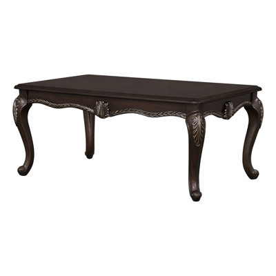 Table de bout en cerisier Pierce, plateau en bois épais de 25 mm avec bordure florale décorative, table basse élégante et stable avec capitonnage à boutons délicats, capacité de poids de 70 lb, style sophistiqué