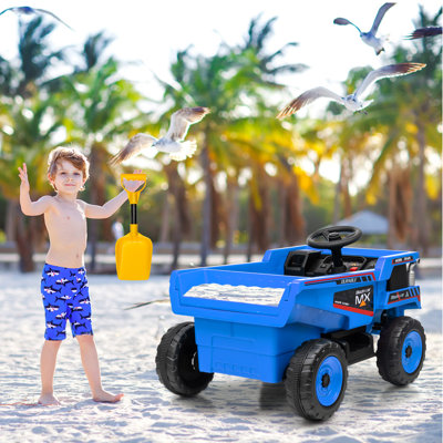 Blue Electric Construction Truck Ride On for Children with PP Body Remote Control and Dual Motor Drive for Backyard Play