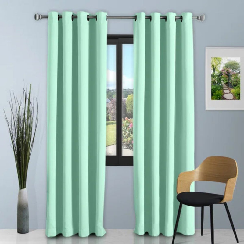 Decorative Blackout Curtain Panels Pair with Eyelet Top and Tie Backs, Polyester Window Drapes for Bedroom Living Room, Ochre