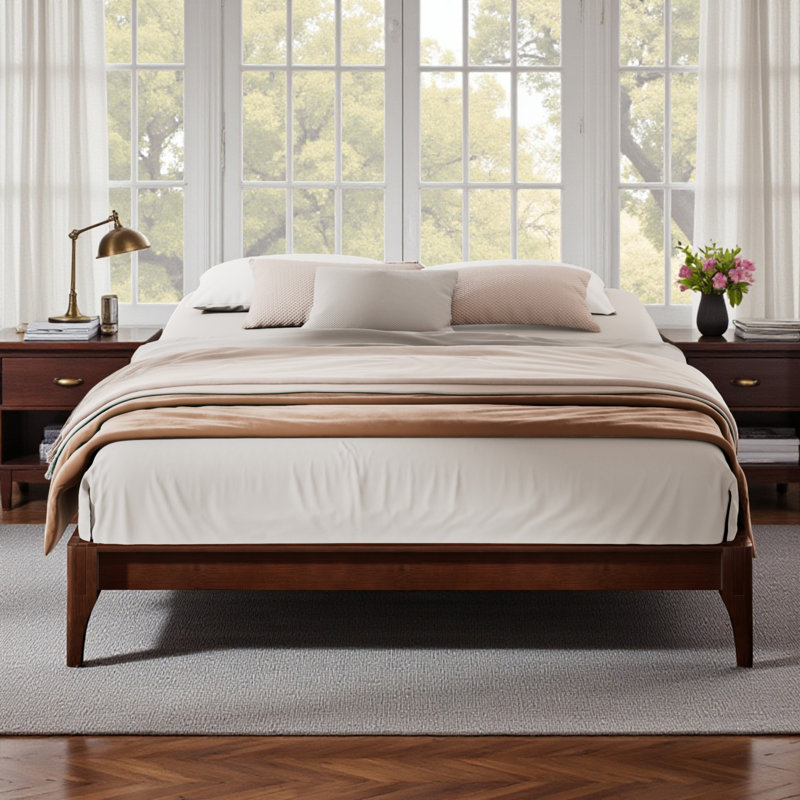 Base de lit plateforme en bambou - Support de lattes robuste, aucun sommier nécessaire, Grand, Chocolat