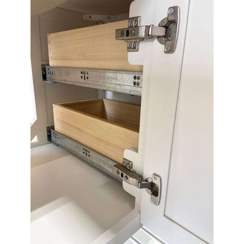 Meuble-lavabo simple 37 po avec comptoir en quartz Carrara de Chrisna