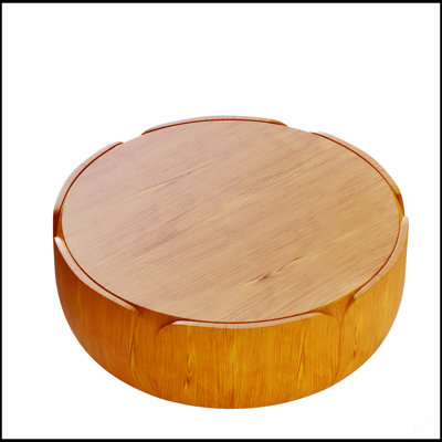 Table basse ronde d'intérieur d'extérieur de 35,63 pouces, conception moderne à grain de bois, robuste et imperméable, sans assemblage requis pour le patio et le salon