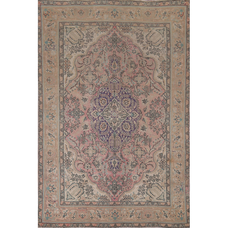 Tapis traditionnel rétro rose 7 x 9