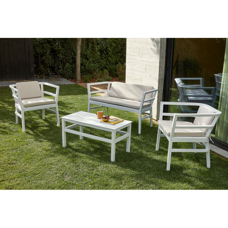 Click-Clack - 4 Piece Conversation Set, White, Tan